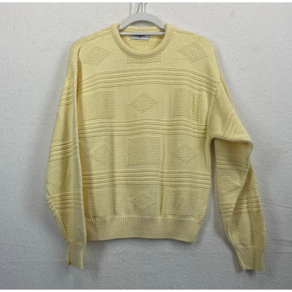 Lady Hogan Vintage 90's Granny/Grandpacore Butter Yellow Cotton Sweater SZ XL